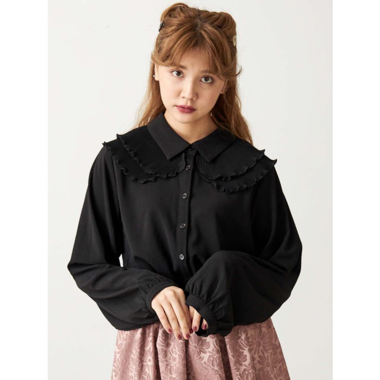 merry jenny プリーツフレアブラウス プリーツカラーブラウス[品番：MKSW0025932]｜merry jenny（メリージェ