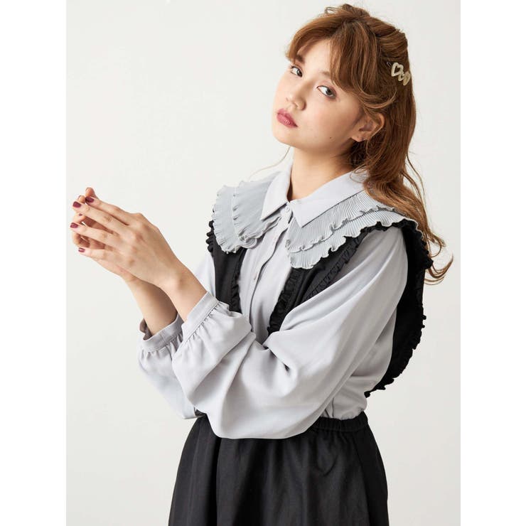merry jenny プリーツフレアブラウス プリーツカラーブラウス[品番：MKSW0025932]｜merry jenny（メリージェ