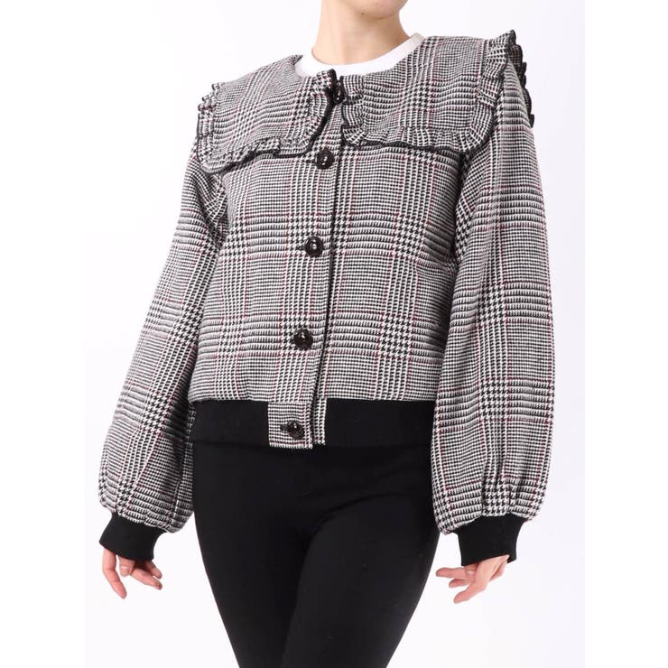 merry jenny 新品 グレー チェックフリルセーラーブルゾン merry jenny 新品 グレー チェックフリルセーラーブルゾン