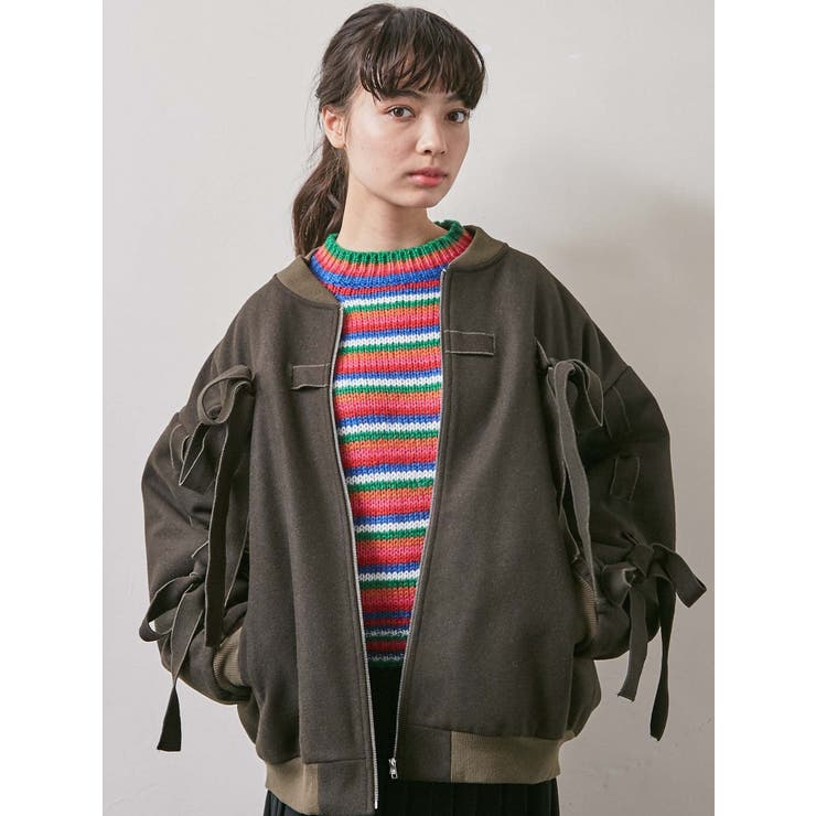 merry jenny - merry jenny ○Ribbon Stitch blouson Ribbon Stitch blouson[品番：MKSW0026976]｜merry jenny（メリージェ