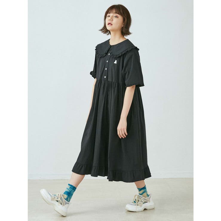 フリルカラーシャツワンピース[品番：MKSW0029076]｜merry jenny