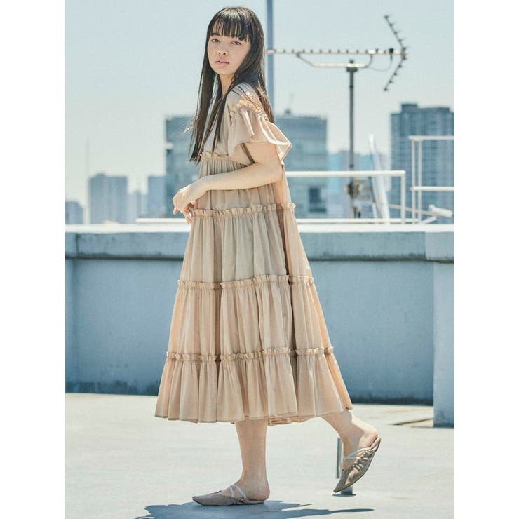 ティアードティアードスリーブワンピース[品番：MKSW0029722]｜merry