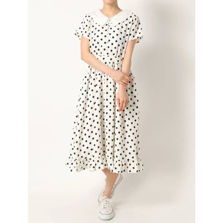 JENNE 刺繍ドット フレアワンピースS 美品 merry jenny だるんシャツ