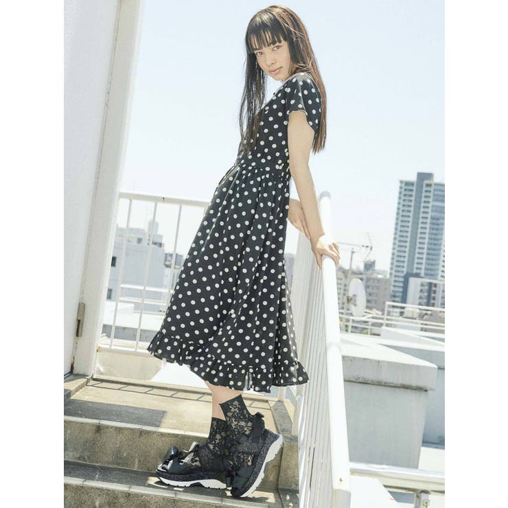 極美品！merry jennyグレー ドット柄 チュールロングワンピース 極美品！merry jennyグレー ドット柄 チュールロングワンピース
