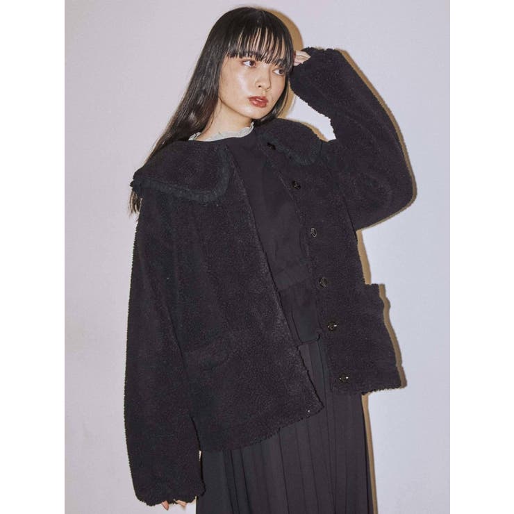 フリルカラーボアジャケット[品番：MKSW0033586]｜merry jenny