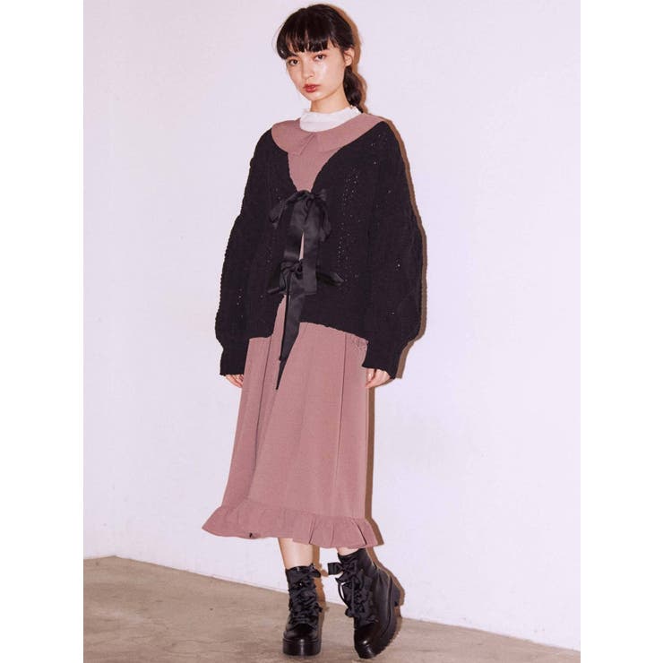 フリルポケットロングワンピース[品番：MKSW0033589]｜merry jenny