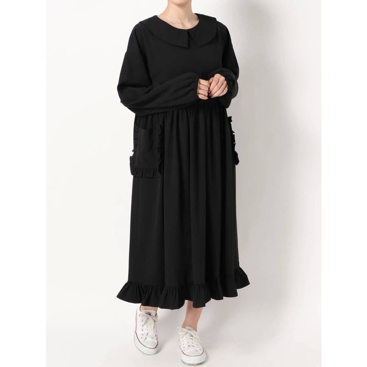 merry jenny フリルノースリーブロングワンピース フリル付き