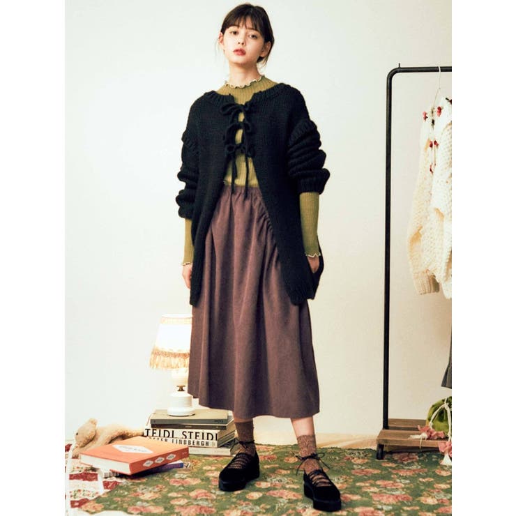 3way ribbonニットカーディガン[品番：MKSW0031658]｜merry