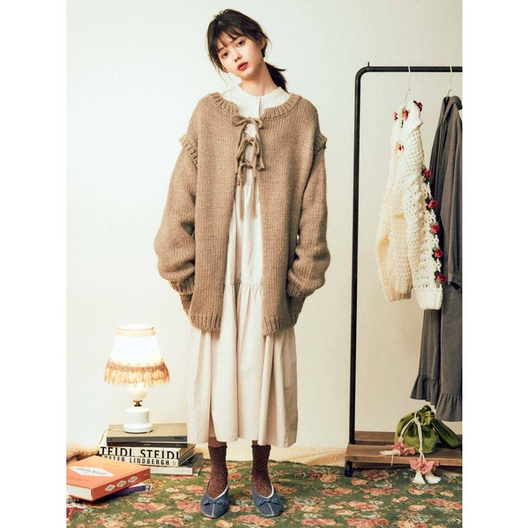 Bear刺繍シャツワンピース[品番：MKSW0034137]｜merry jenny