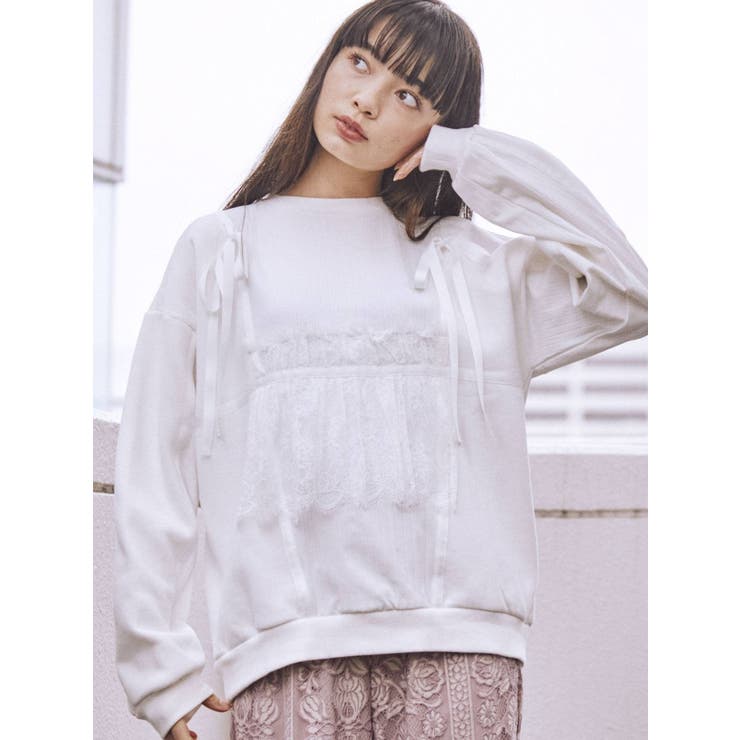 【特価】 switchレーススウェット[品番：MKSW0034145]｜merry jenny トップス