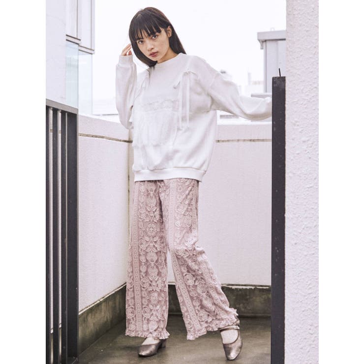 【お気にいる】 switchレーススウェット[品番：MKSW0034145]｜merry jenny トップス