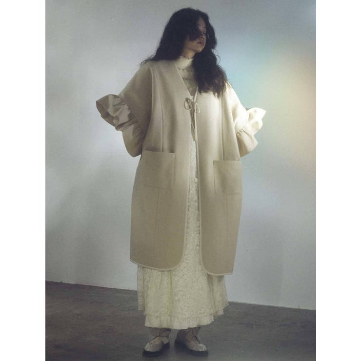 frillスリーブガウンコート[品番：MKSW0034872]｜merry jenny