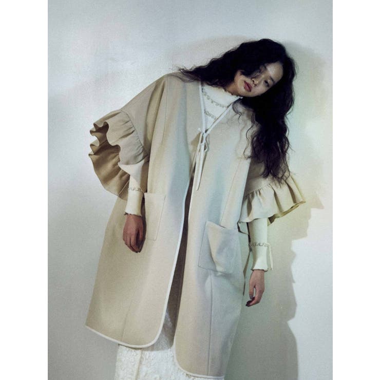 frillスリーブガウンコート[品番：MKSW0034872]｜merry jenny