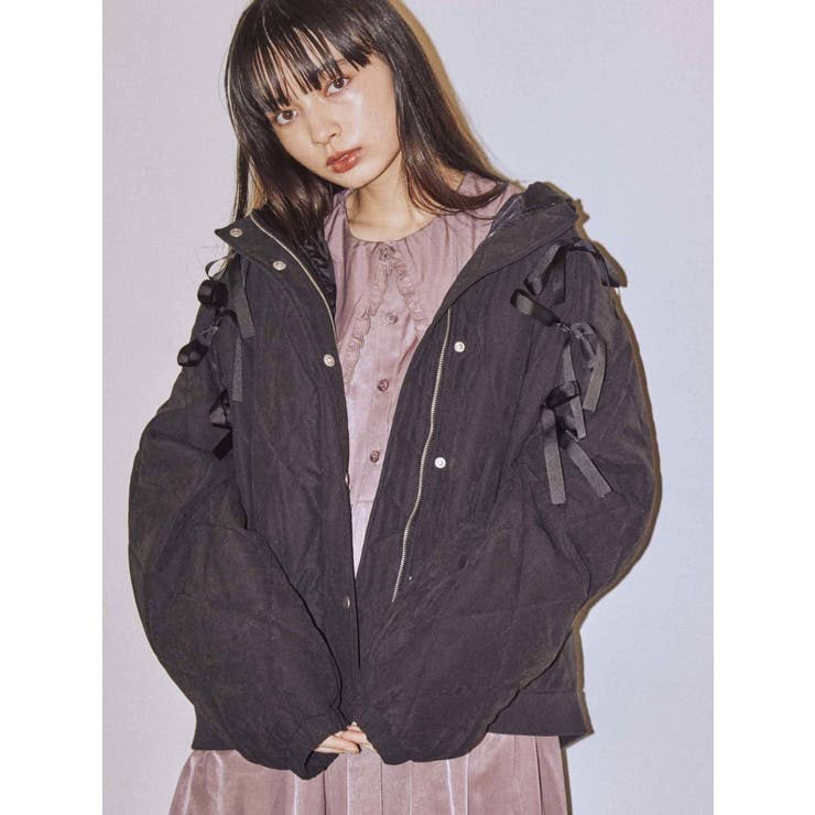 merry jenny リボンフェイクレザージャケット merry jenny (12%OFF) / メリージェニー リボンフェイクレザー