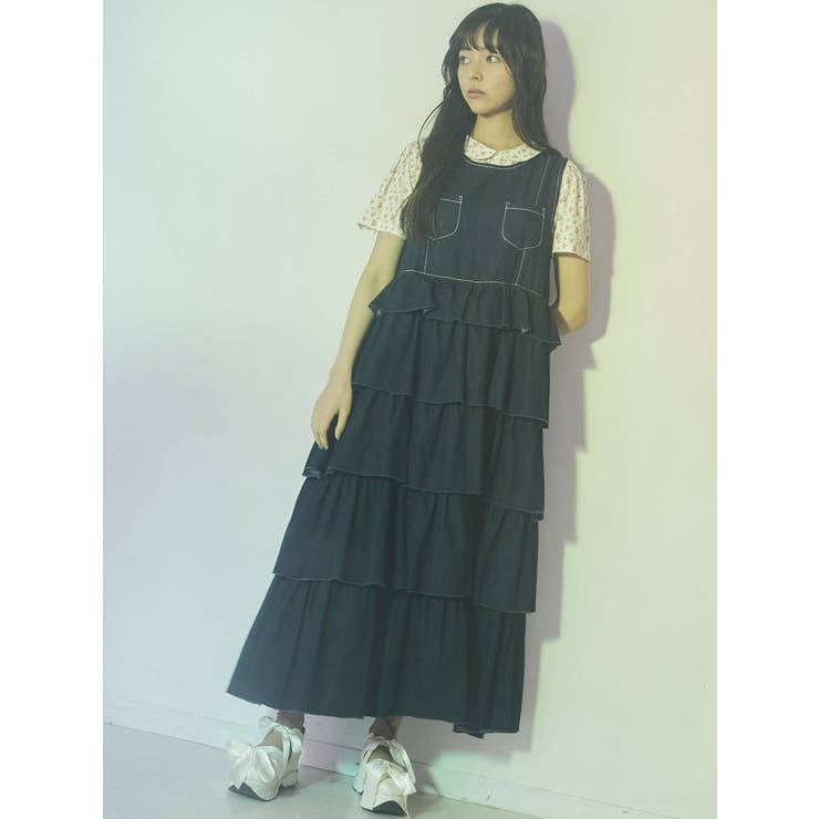 デニムティアードジャンスカ[品番：MKSW0034878]｜merry jenny