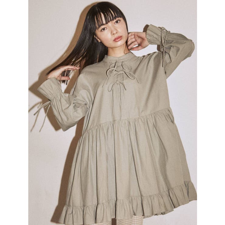 特売 ギャザーリボンワンピース[品番：MKSW0035331]｜merry jenny トップス