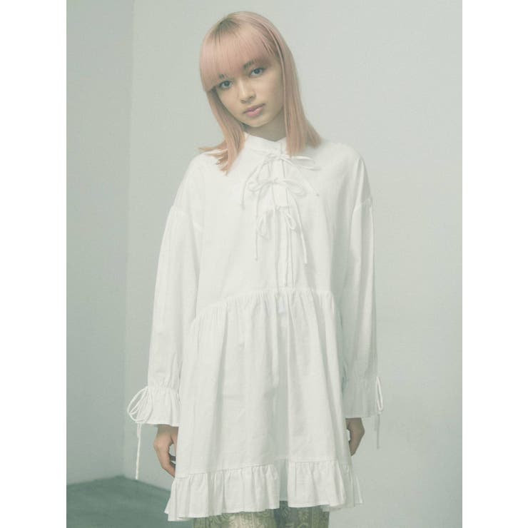 ギャザーリボンワンピース[品番：MKSW0035331]｜merry jenny