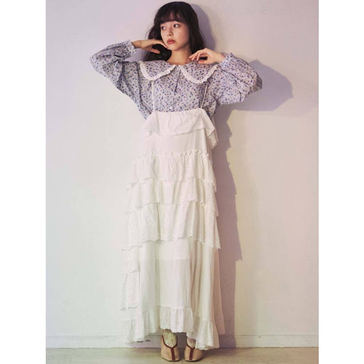 イレギュラーレースキャミワンピース[品番：MKSW0034879]｜merry