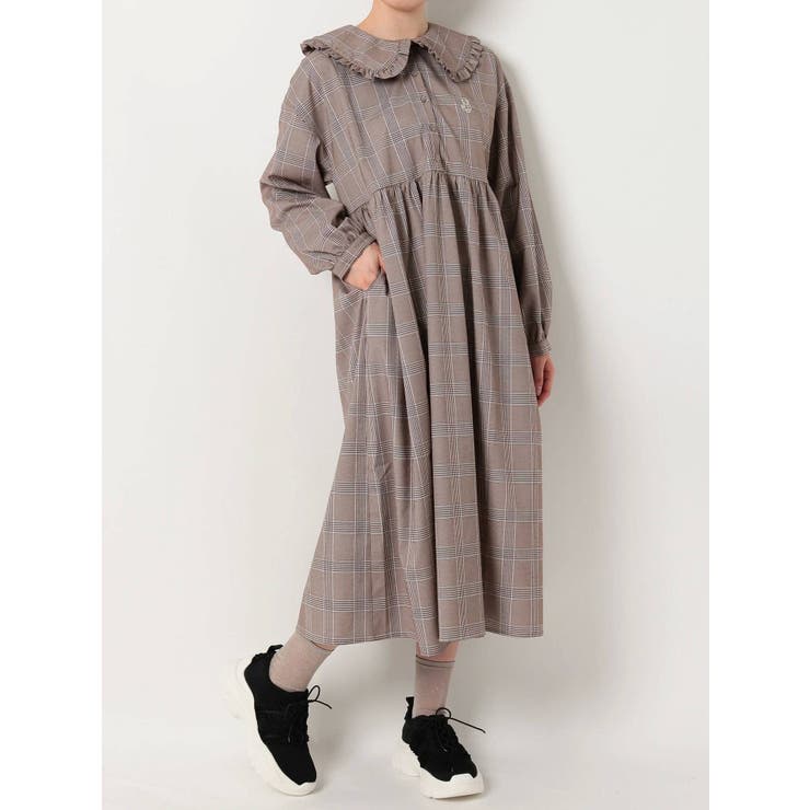 チェックbear刺繍ワンピース[品番：MKSW0034994]｜merry jenny