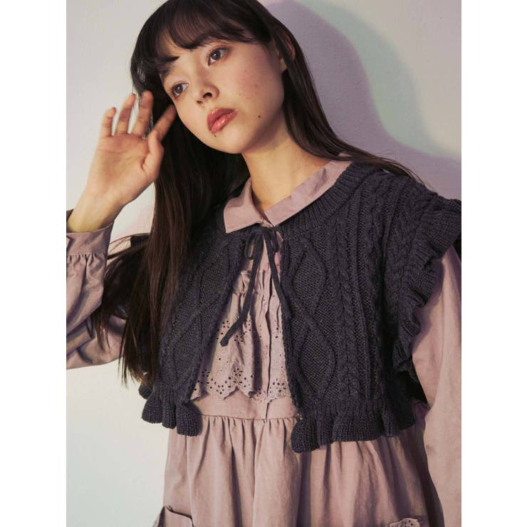 フリルショートニットカラー[品番：MKSW0034890]｜merry jenny