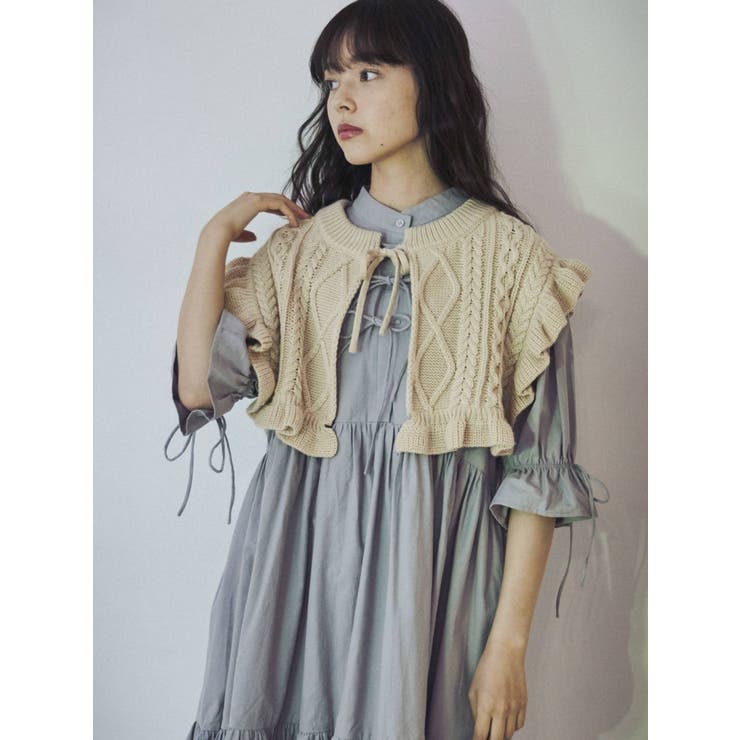 フリルショートニットカラー[品番：MKSW0034890]｜merry jenny
