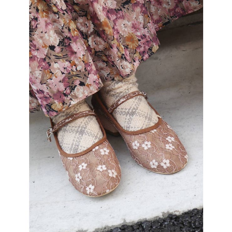 バイカラーレースストラップshoes[品番：MKSW0034895]｜merry