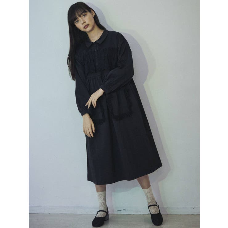 レースたくさんシャツワンピース[品番：MKSW0035862]｜merry