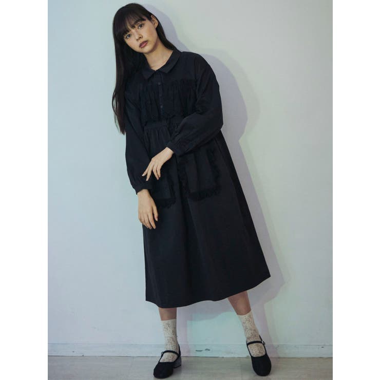 レースたくさんシャツワンピース[品番：MKSW0035862]｜merry