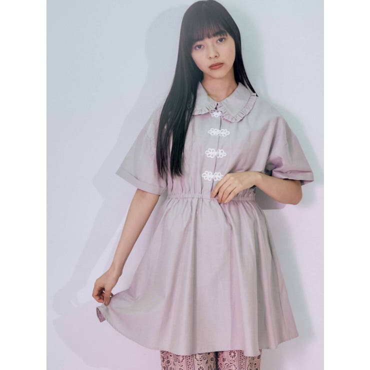 フリルチャイナミニワンピース[品番：MKSW0037021]｜merry jenny