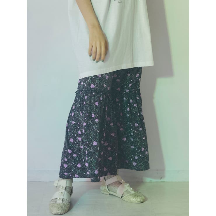 flower&times;dotフレア切替パンツ【セットアップ着用可能】[品番 