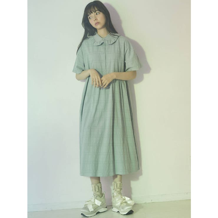 ジャガードチェックフリルカラーシャツワンピース 品番 Mksw Merry Jenny メリージェ二ー のレディースファッション通販 Shoplist ショップリスト