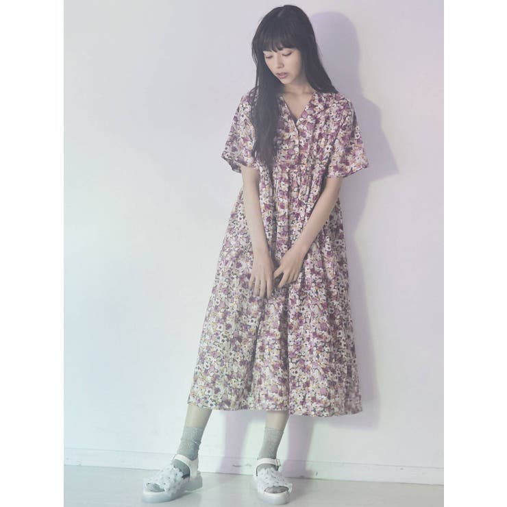 Flowerオープンカラーシャツワンピース 品番 Mksw Merry Jenny メリージェリー のレディースファッション通販 Shoplist ショップリスト