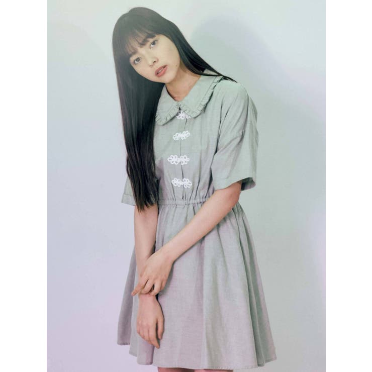 フリルチャイナミニワンピース[品番：MKSW0038136]｜merry jenny