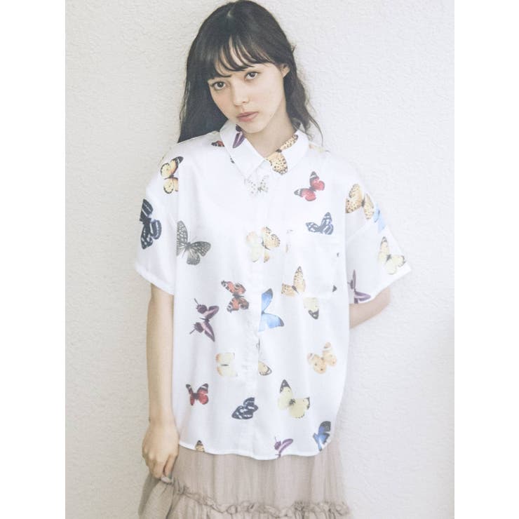 ハーフスリーブmothシャツ[品番：MKSW0037853]｜merry jenny 