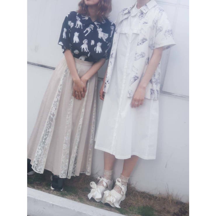 merry jenny 新品 ブラック dog&cat 半袖 シャツ merry jenny dog＆cat半袖シャツ（ブラック） -ファッション通販