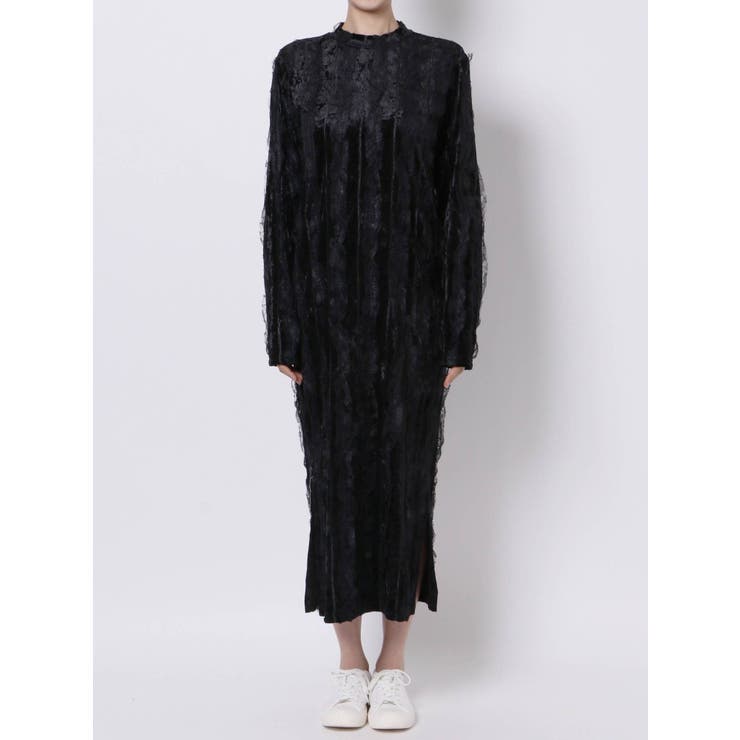 フリルベロアロングワンピース[品番：MKSW0039808]｜merry jenny