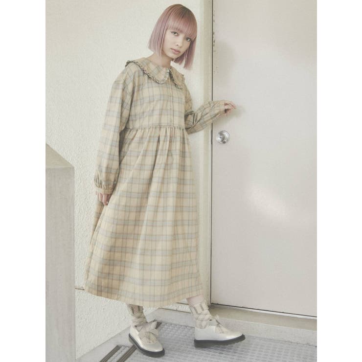 Sale 公式 Bear刺繍チェックワンピース オープニング大放出セール