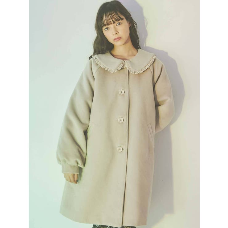 ベロアフリルカラーコート[品番：MKSW0041470]｜merry jenny