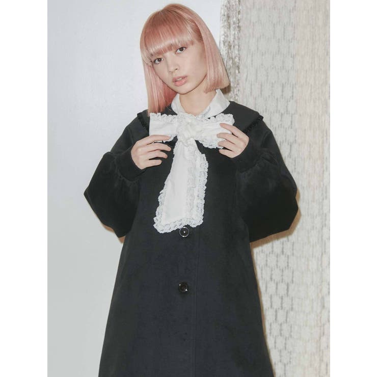 ベロアフリルカラーコート[品番：MKSW0041470]｜merry jenny