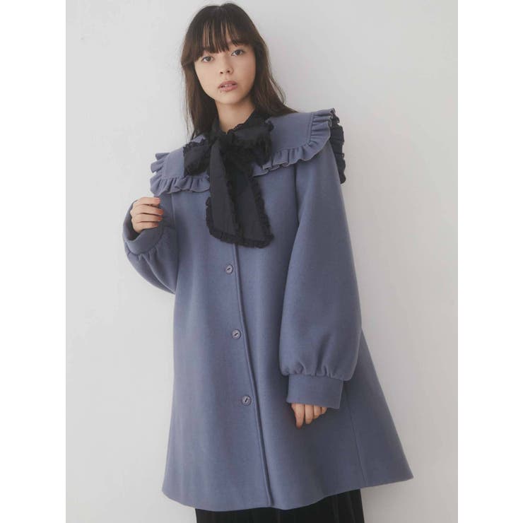 バイカラーメロウAラインコート[品番：MKSW0041471]｜merry jenny