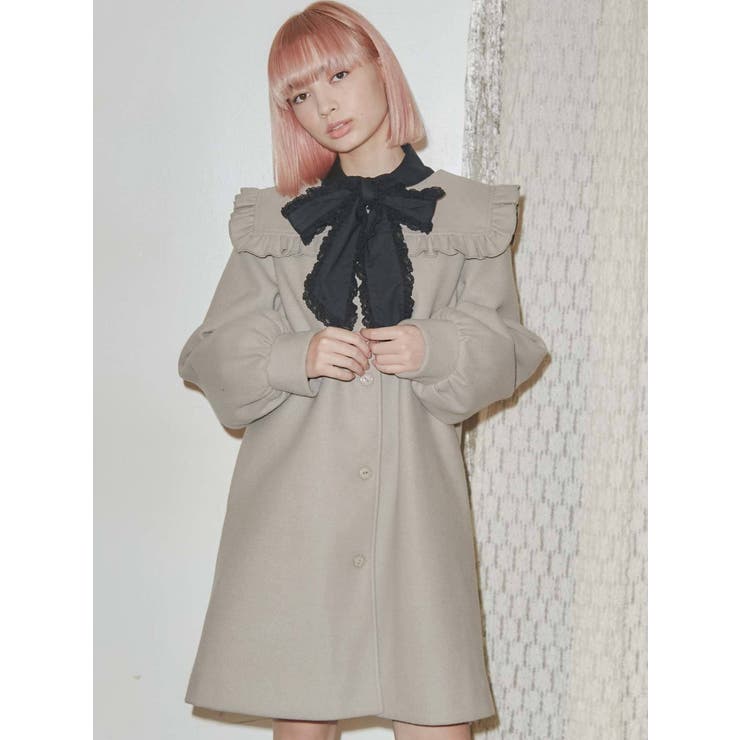 バイカラーメロウAラインコート[品番：MKSW0041471]｜merry jenny