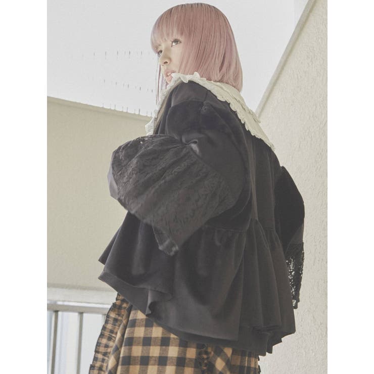 レースレイヤードコンビブルゾン[品番：MKSW0041474]｜merry jenny 