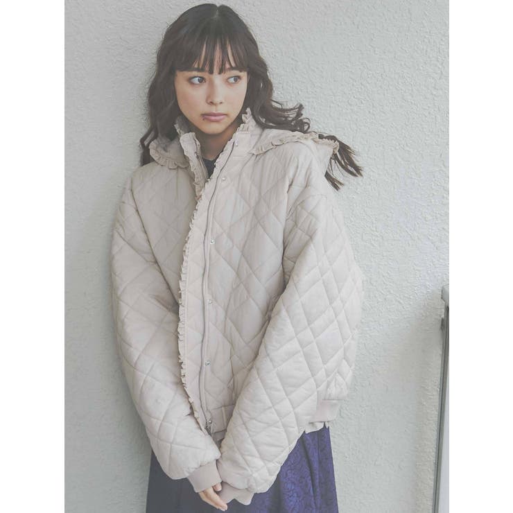 épine ファーリボンキルティングショートダウンコート ナイロン épine ファーリボンキルティングショートダウンコート ナイロン