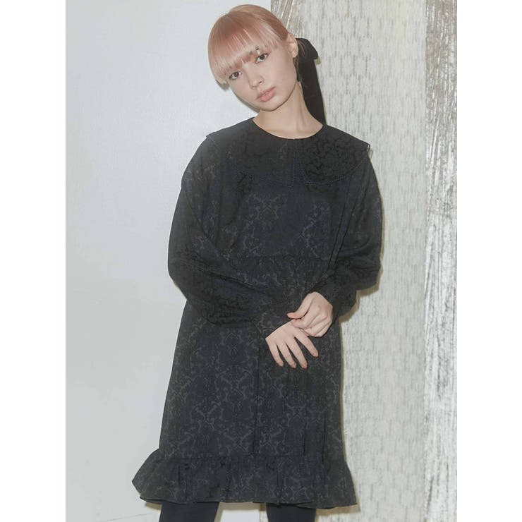 flowerジャガードミニワンピース[品番：MKSW0041503]｜merry jenny