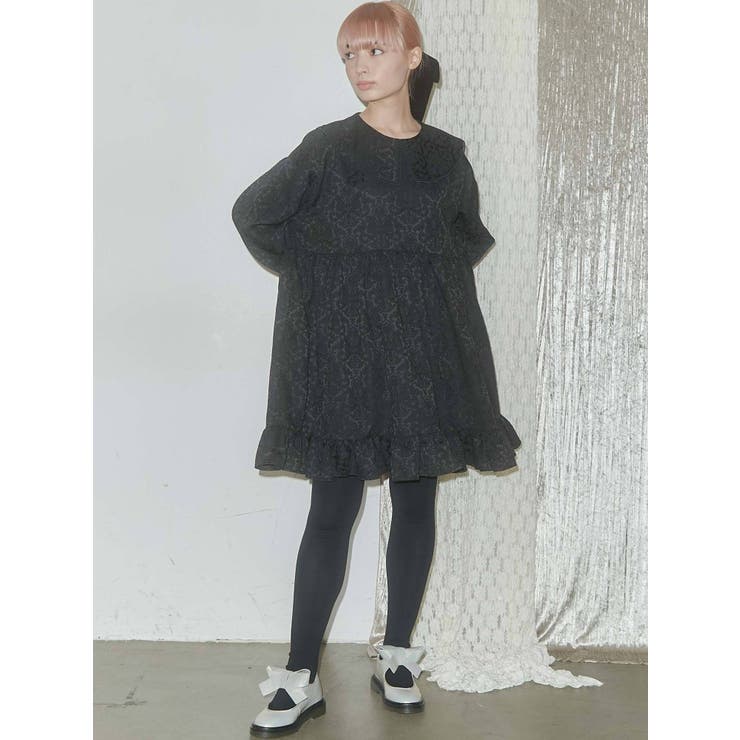 flowerジャガードミニワンピース[品番：MKSW0041503]｜merry jenny