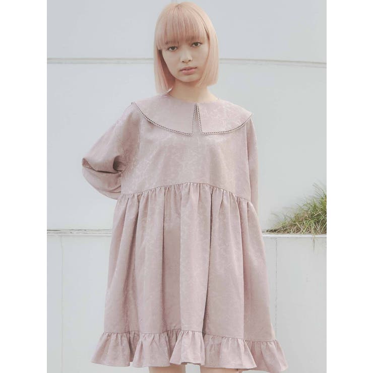 Merry jenny flowerジャガードミニワンピース merry jenny flowerジャガードパフミニワンピース（ブラック