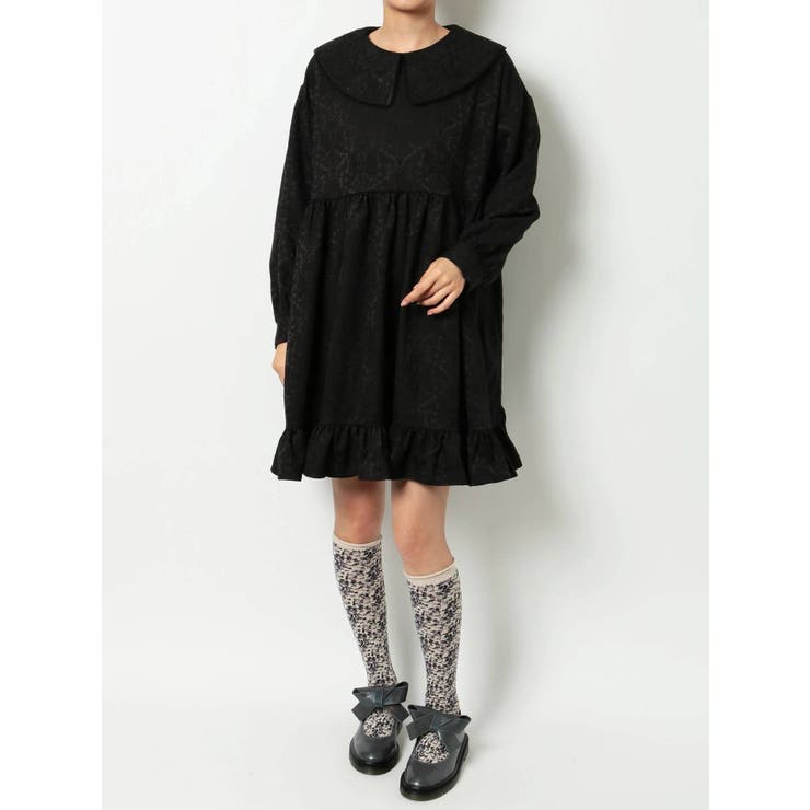 flowerジャガードミニワンピース[品番：MKSW0041503]｜merry jenny