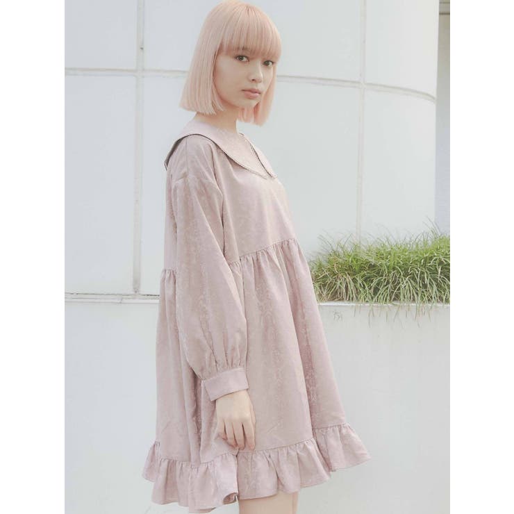 flowerジャガードミニワンピース[品番：MKSW0041503]｜merry jenny