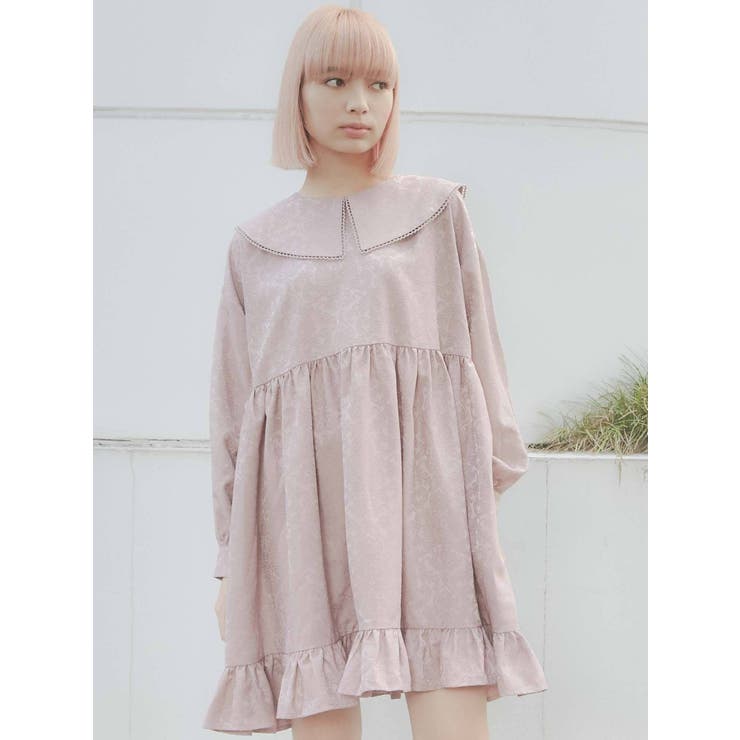 flowerジャガードミニワンピース[品番：MKSW0041503]｜merry jenny