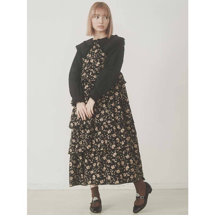 メリージェニー floral dot ティアード ジャンパースカート merry